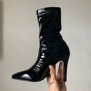 Patent leather boot heels